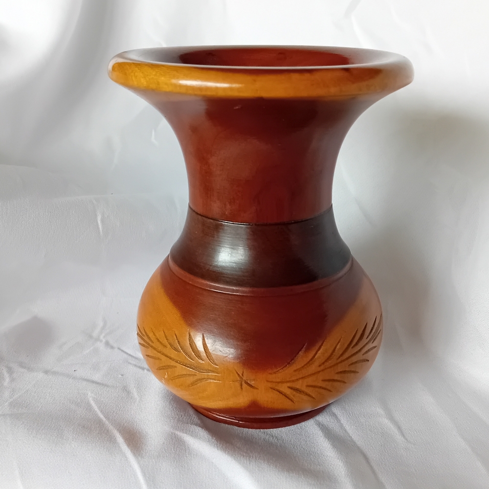 Vintage Handcarved Wooden Vase